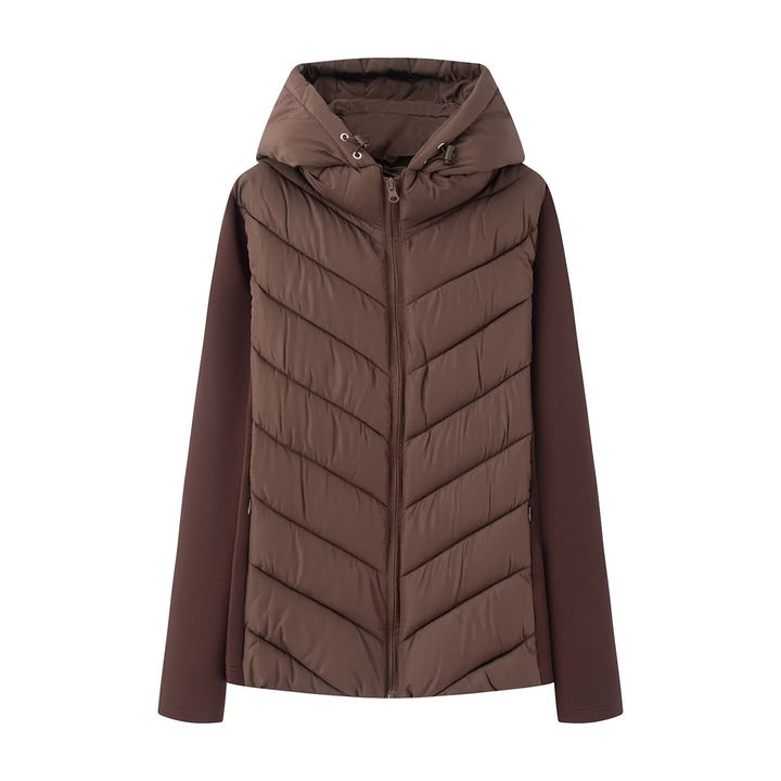 Damen Hybrid-Steppjacke mit Wattierung, Kapuze und elastischen Ärmel-Einsätzen Drune
