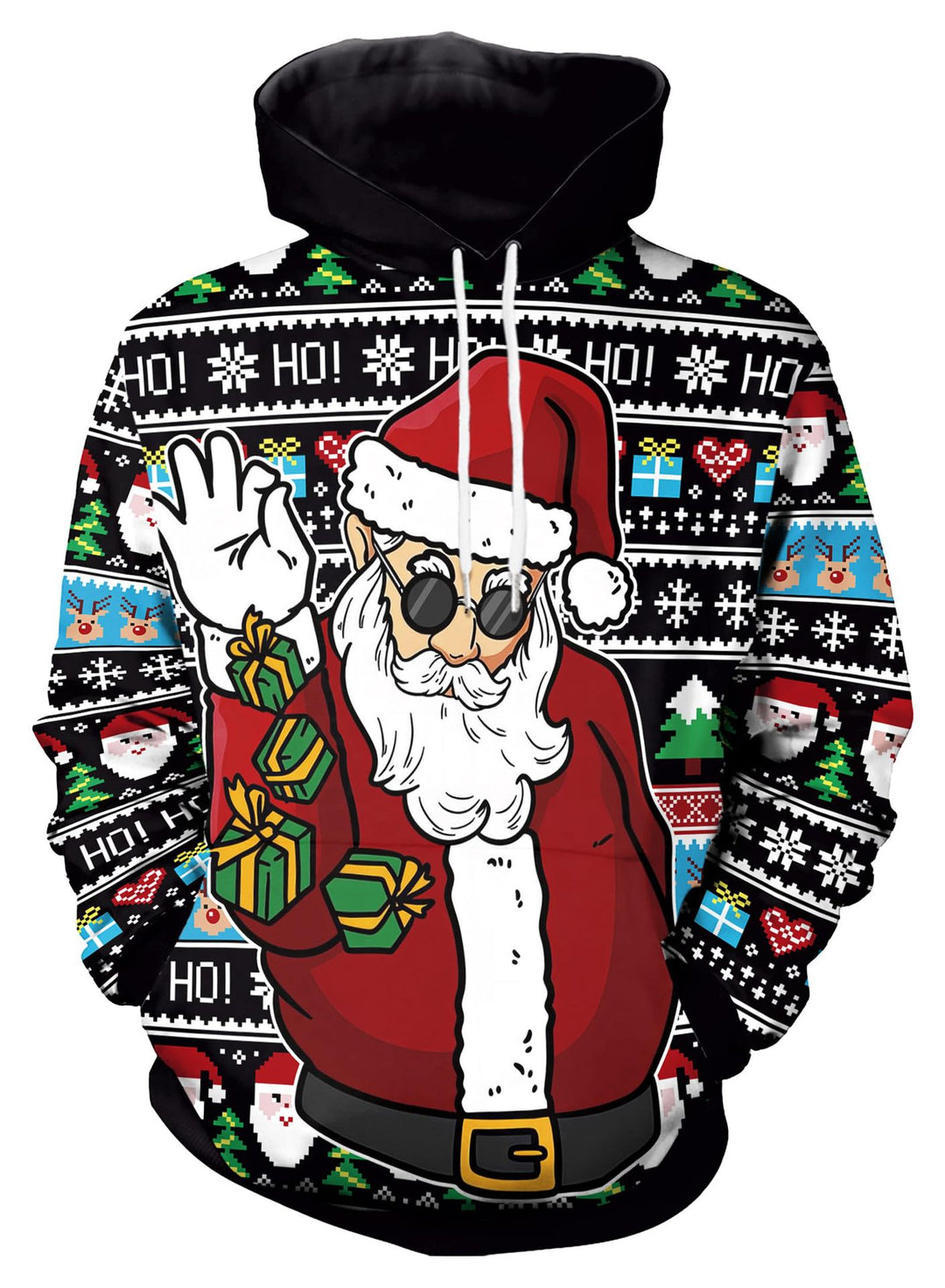 Damen Lustiger Kapuzenpullover mit weihnachtlichem DJ-Motiv Drune