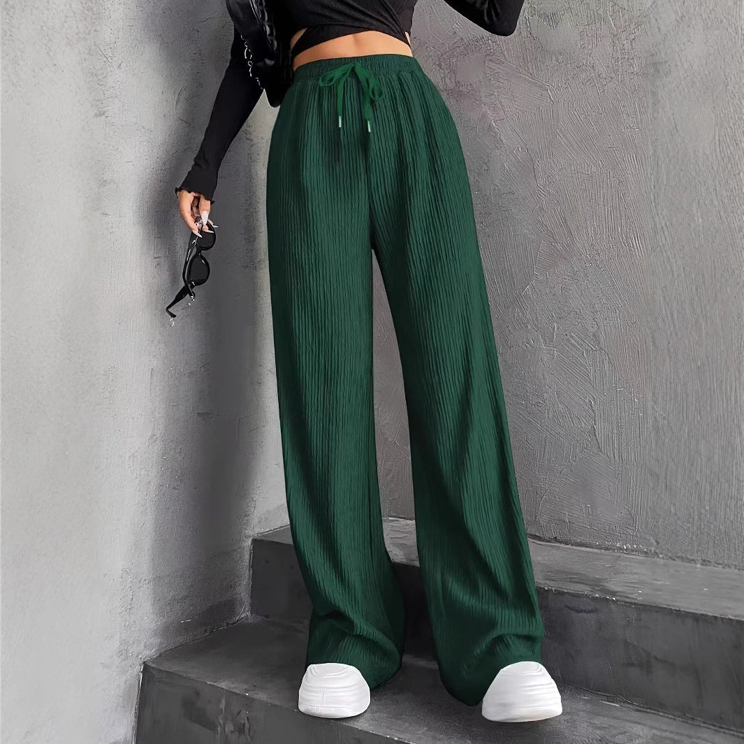 Damen weite Plissee-Hose mit elastischem Bund Drune