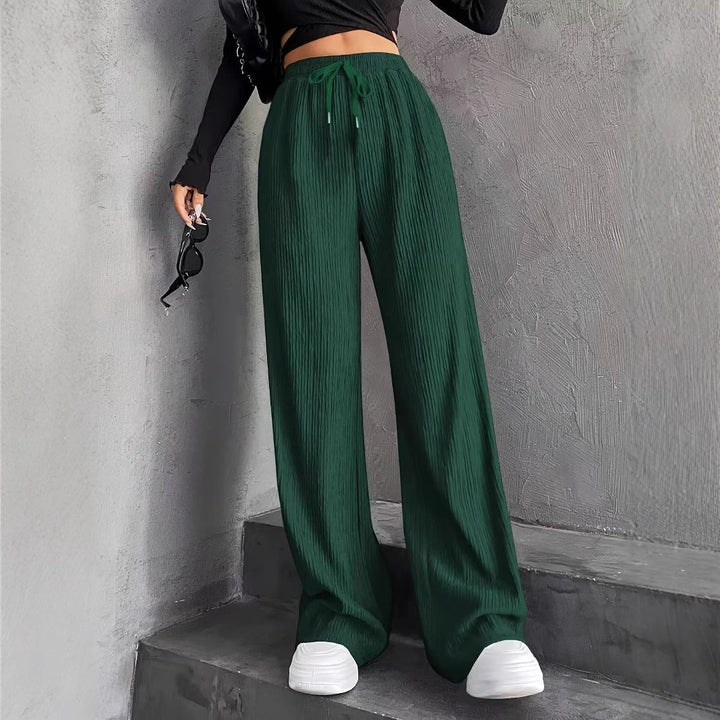 Damen weite Plissee-Hose mit elastischem Bund Drune