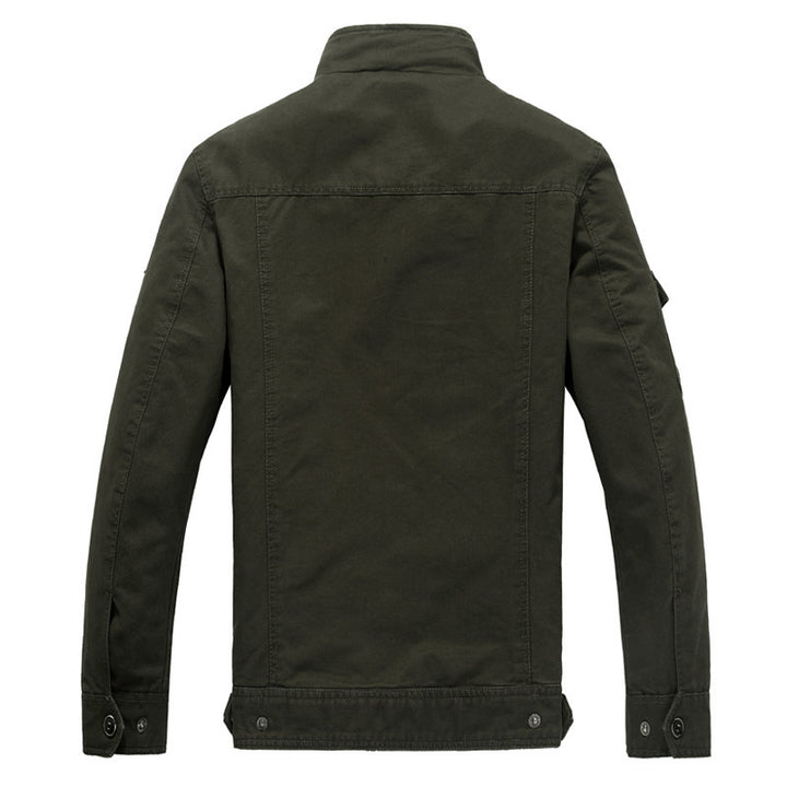 Herren nan leichte Canvas-Fieldjacke im Military-Stil mit Stehkragen, Schulterklappen und aufgesetzten Brust- und Ärmeltaschen Drune