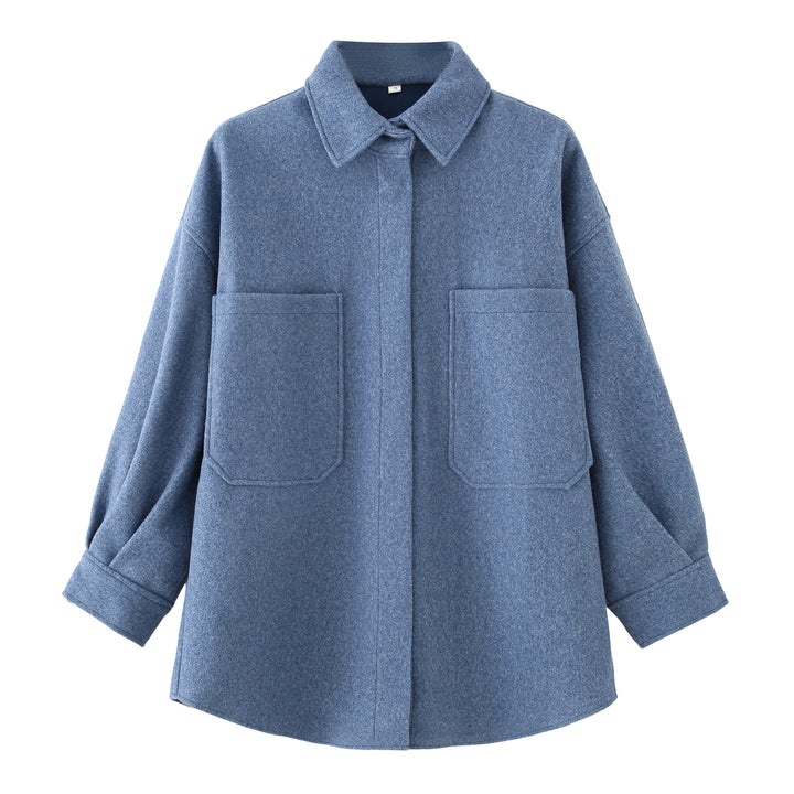 Damen Oversized Hemdjacke aus hochwertigem Wollmix mit praktischen Taschen Drune