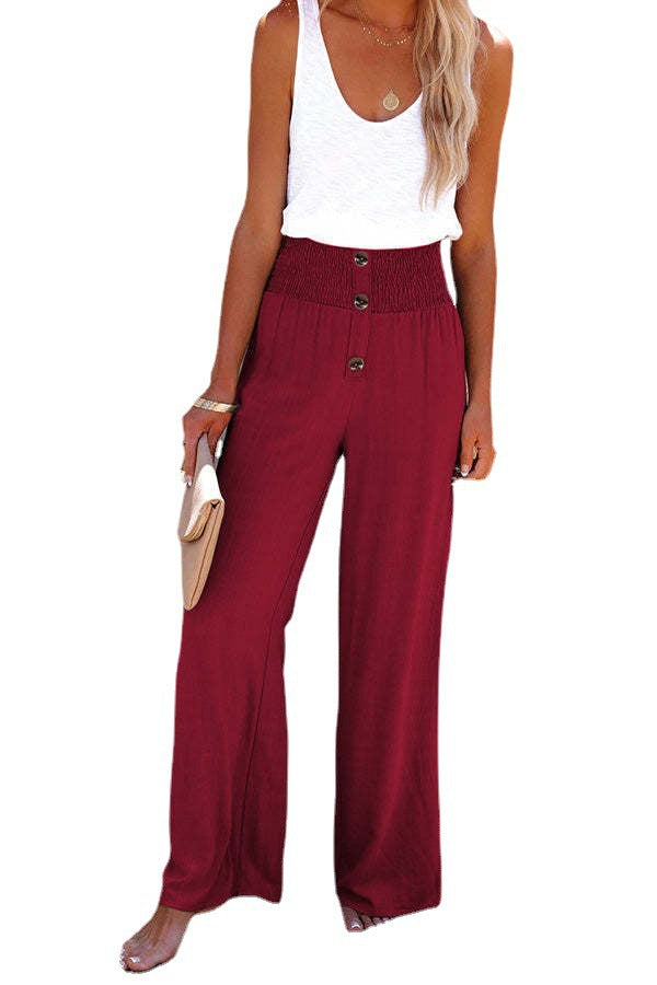 Damen Weite Sommerhose mit elastischem Bund und praktischen Knopfdetails Drune