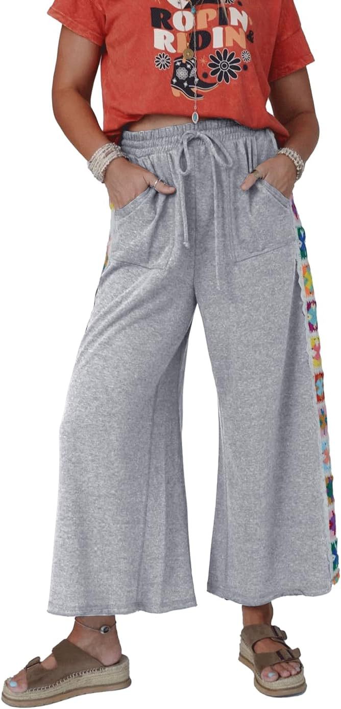 Damen Weite Freizeithose mit buntem Seitenstreifen Drune
