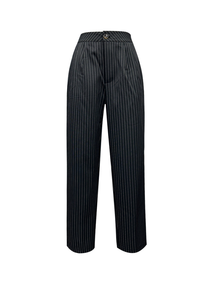Damen elegante gestreifte Hochbundhose Drune