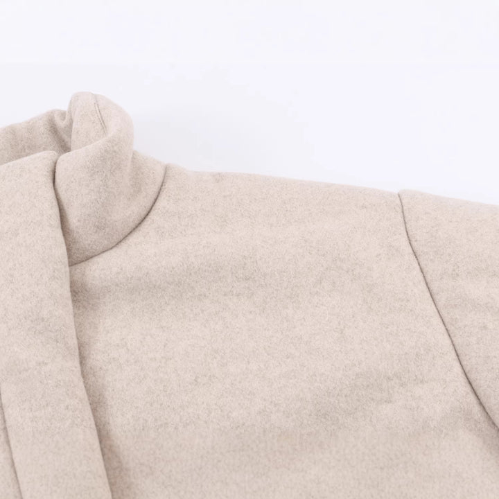 Damen Kurze wattierte Wollmix-Übergangsjacke mit hohem Stehkragen und verdeckter Druckknopfleiste Drune