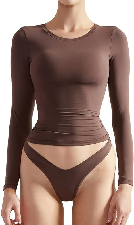 Damen Langarm-Top mit Raffung und figurbetontem Schnitt Drune