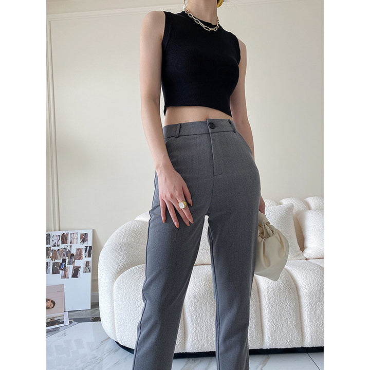 Damen Körperbetontes Crop-Top mit hohen Kragen und feiner Rippstruktur Drune