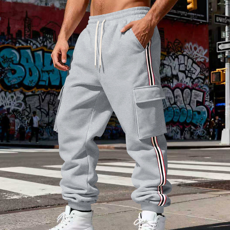 Herren Cargo-Joggerhose mit seitlichen Klapp‑Cargotaschen, Tunnelzug & Rippbündchen Drune