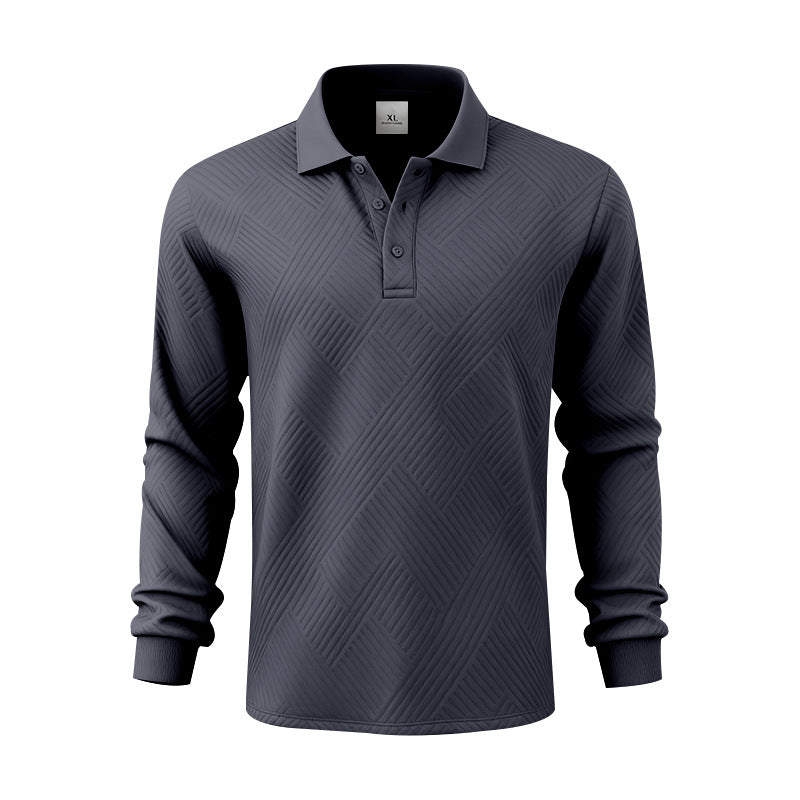 Herren nan langärmeliges Poloshirt aus strukturiertem Jacquardstrick Drune
