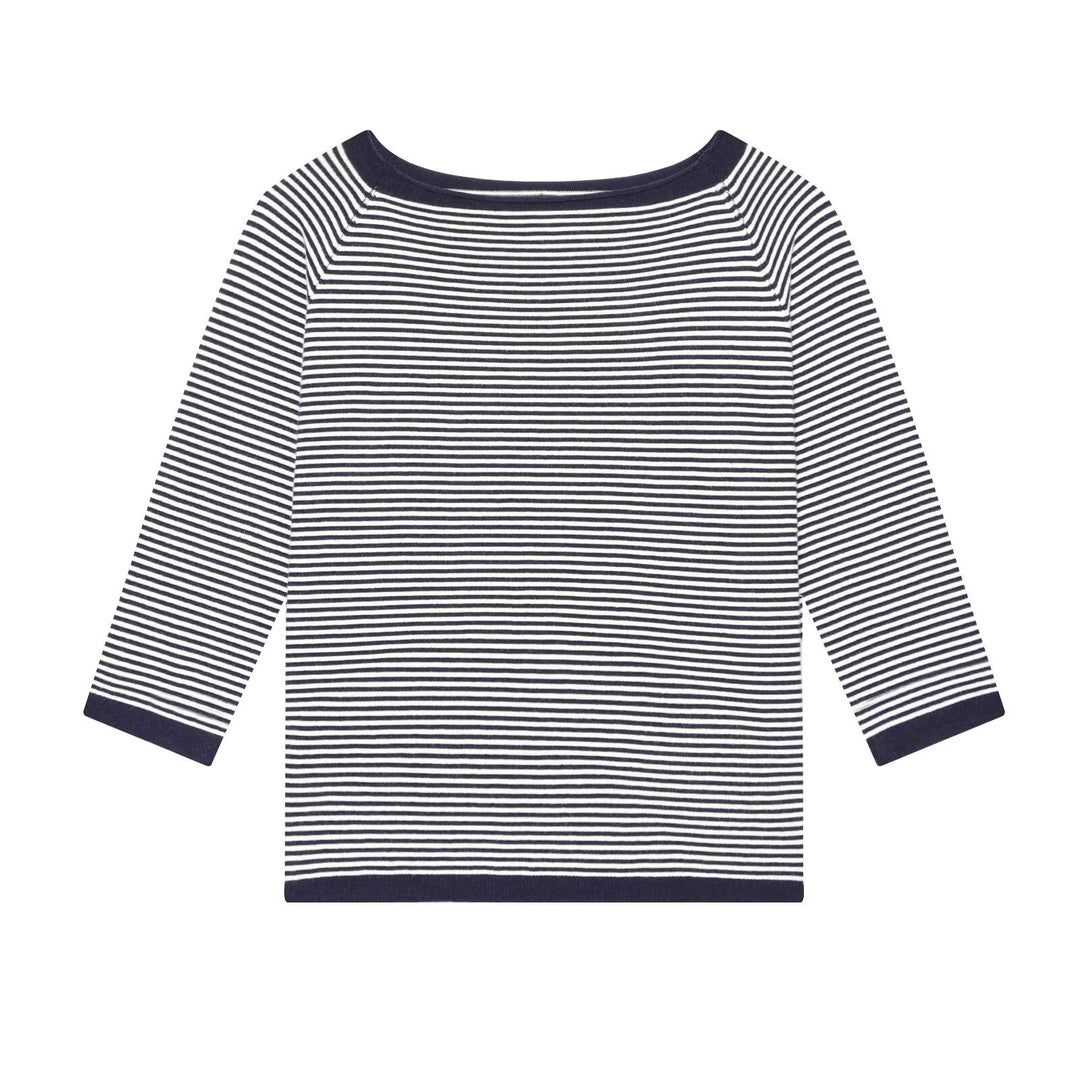 Damen Maritimes Ringel-Boatneck-Shirt mit dreiviertelärmeln Drune