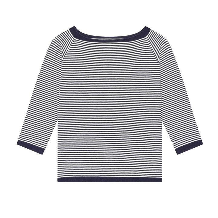 Damen Maritimes Ringel-Boatneck-Shirt mit dreiviertelärmeln Drune