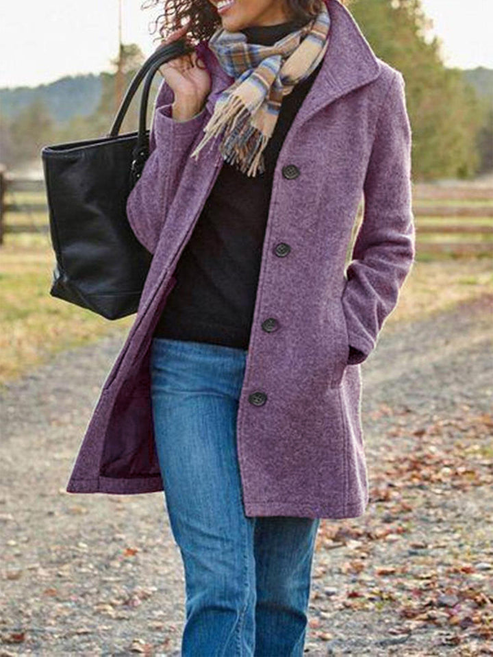 Damen Eleganter Wollmantel mit praktischen Taschen und klassischem Revers Drune