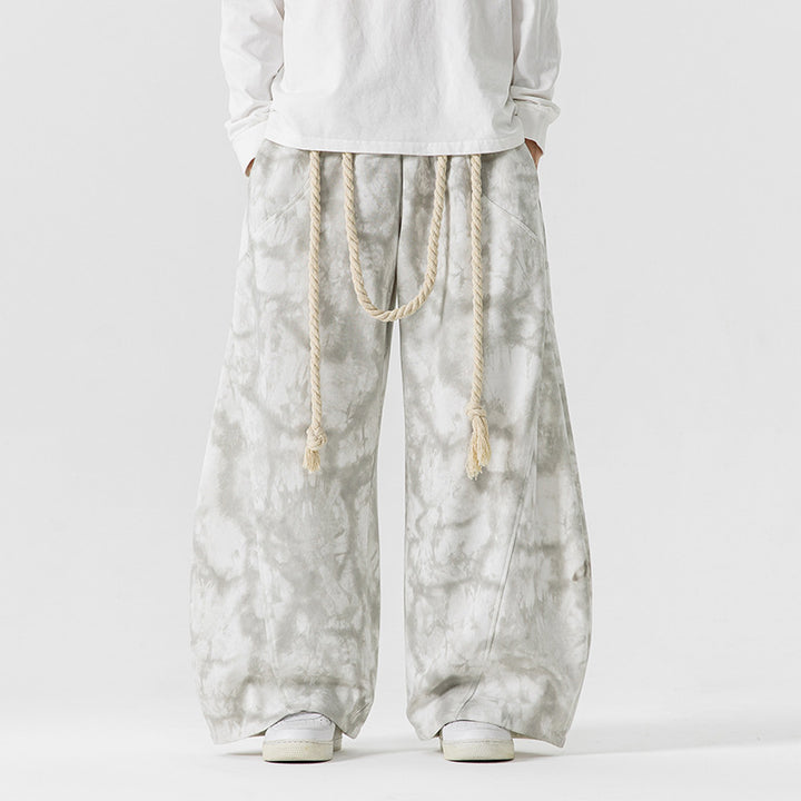 Herren Extraweite Batik-Loungehose im Baggy-Cut mit dekorativem Kordelzug Drune