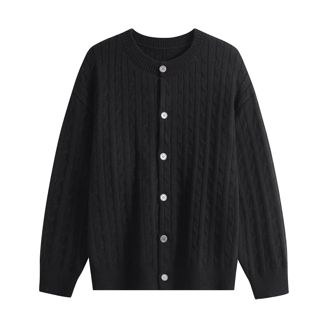 Damen Grobstrick-Cardigan mit Zopfmuster, Rundhalsausschnitt & durchgehender Knopfleiste Drune