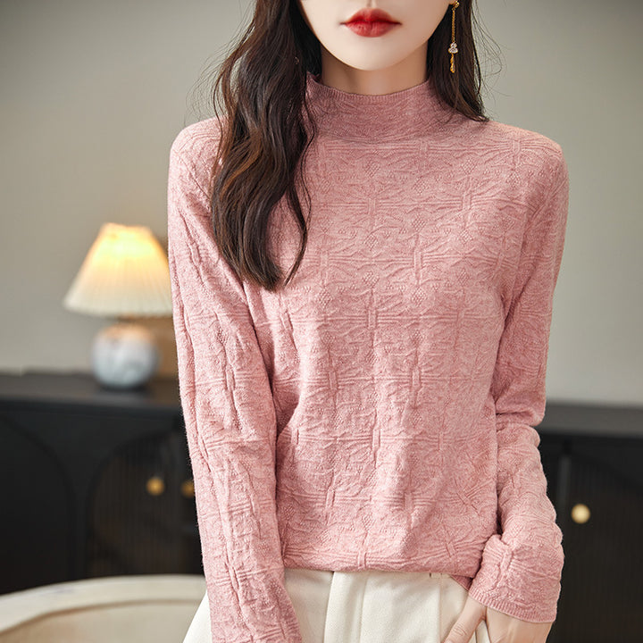 Damen Strukturiertes Feinstrick-Longsleeve mit Stehkragen und kastiger Silhouette Drune