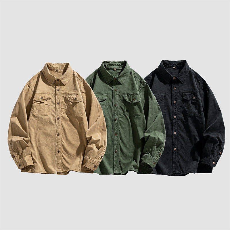 Herren Overshirt aus robustem Baumwoll‑Twill mit Pattentaschen und relaxed Fit Drune