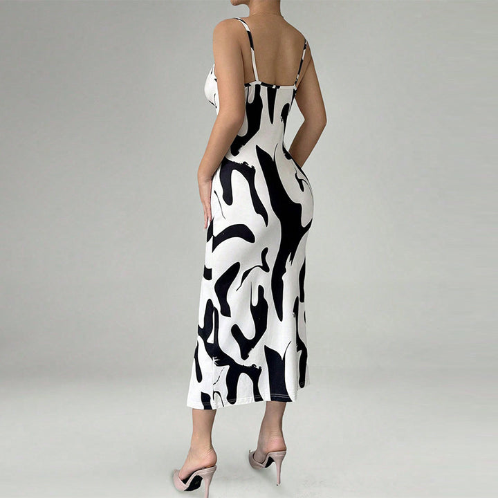 Damen figurbetonendes Maxikleid mit verstellbaren Trägern und raffiniertem Schlitz Drune