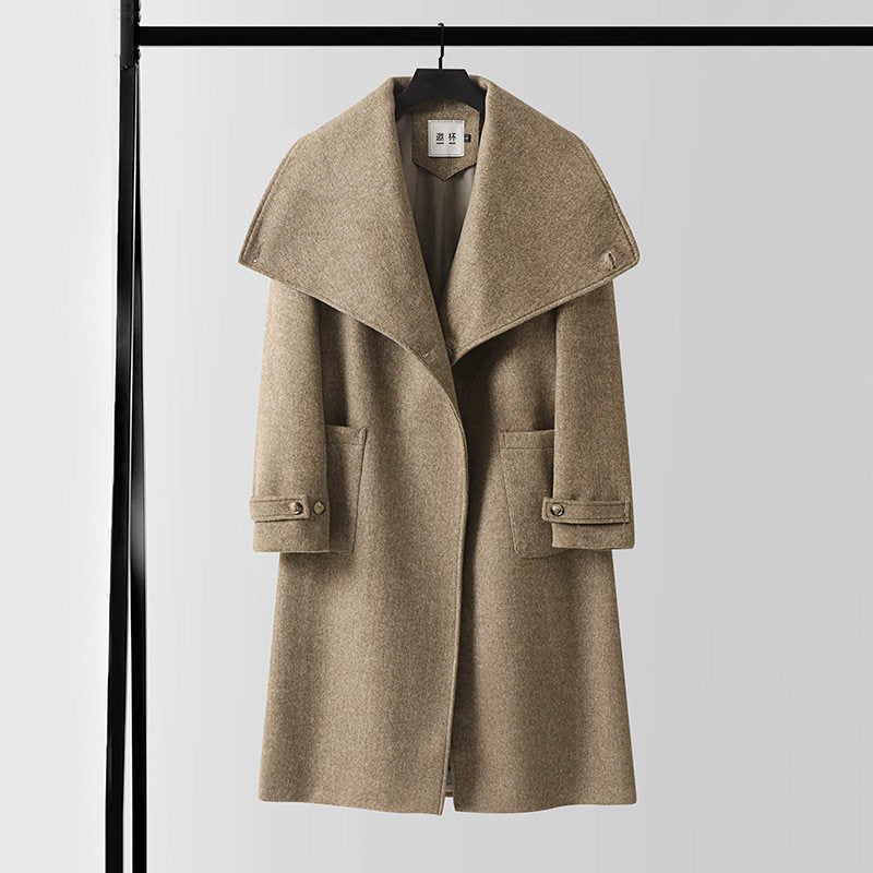 Damen Oversized Wollmix-Mantel mit weitem Schalkragen und aufgesetzten Taschen Drune