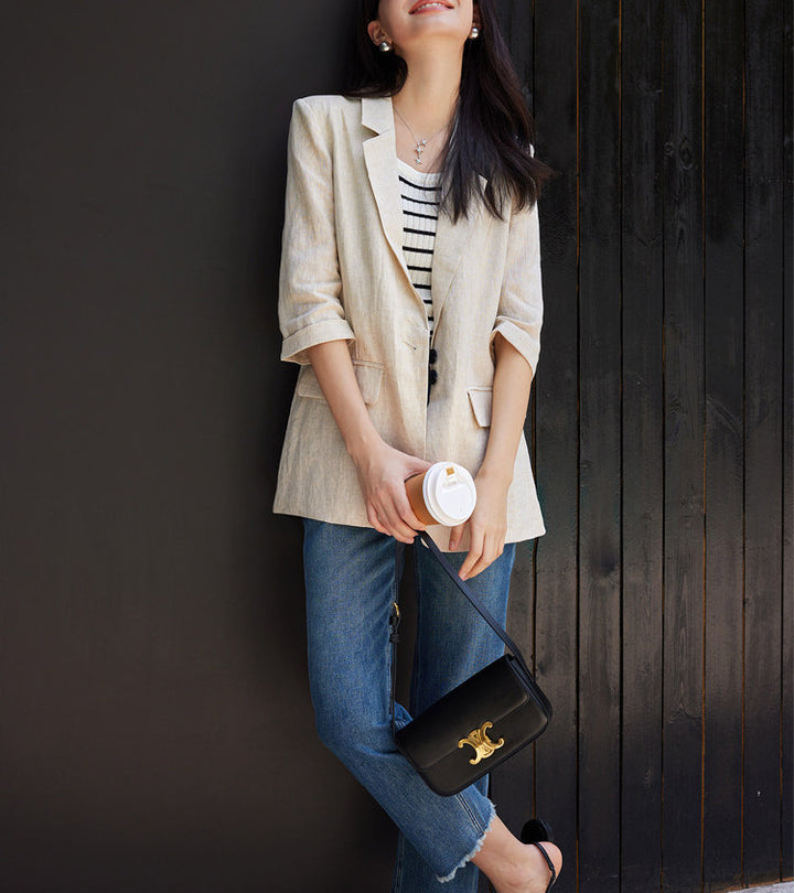 Damen Modischer Leinenblazer Drune