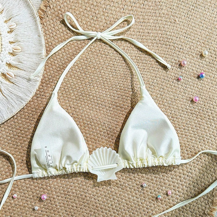 Damen Triangel-Bikini mit Muschel-Applikation und verstellbarem Band Drune