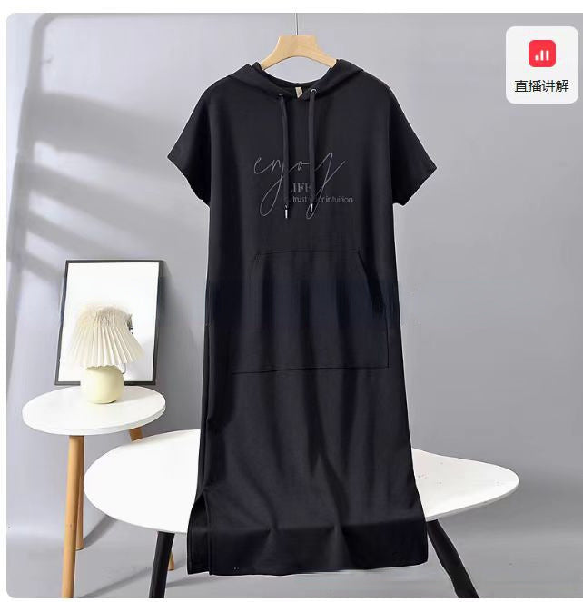 Damen Hoodie-Kleid mit praktischen Einschubtaschen und seitlichen Schlitzen Drune