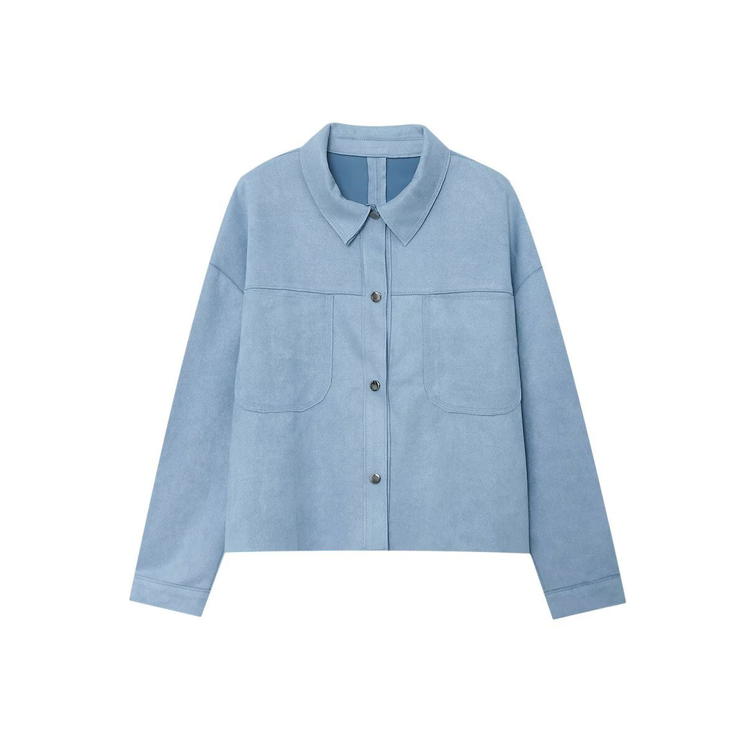 Damen nan kurz geschnittene Overshirt-Jacke aus strukturiertem Canvas mit aufgesetzten Brusttaschen Drune