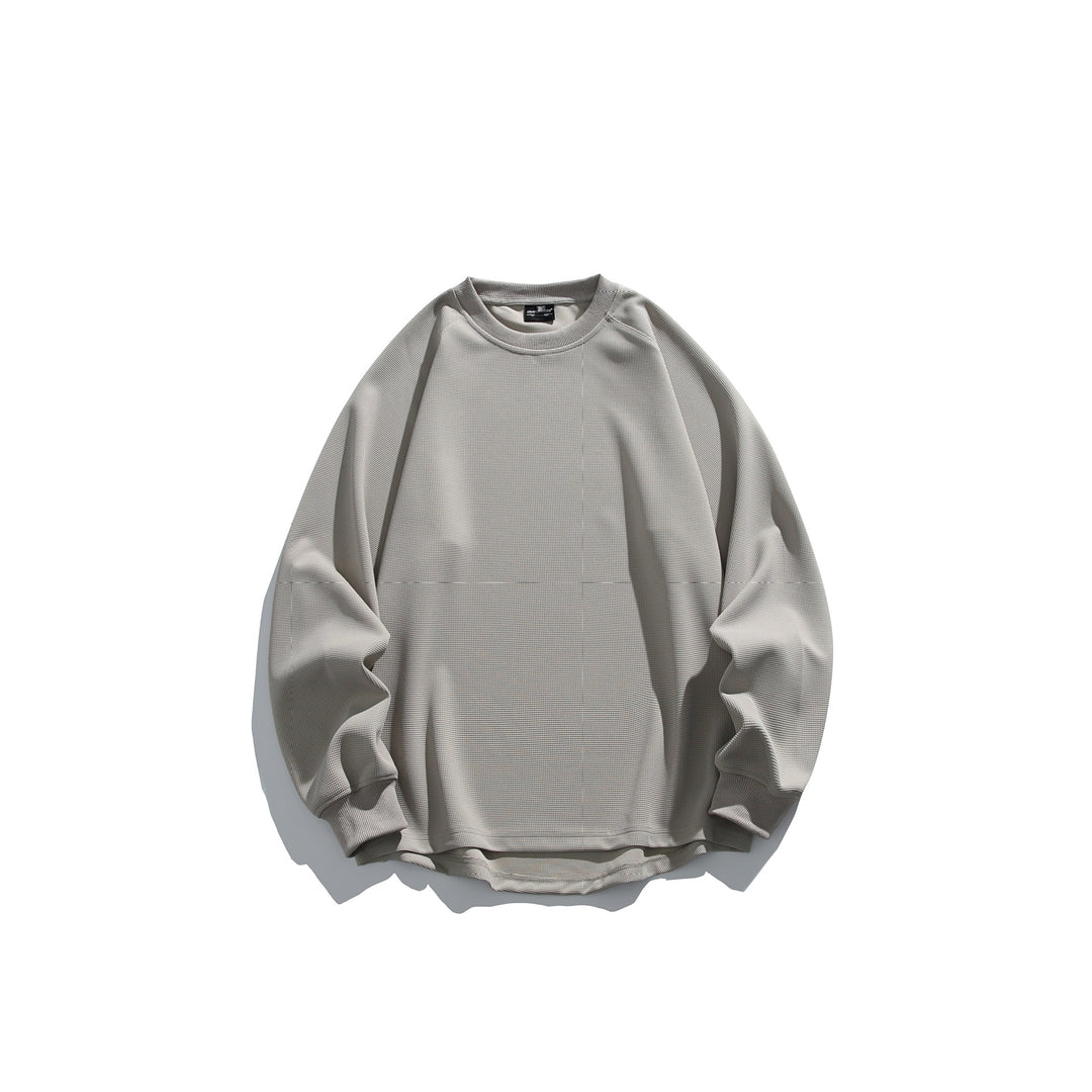Unisex Oversize Waffelstrick-Sweatshirt mit Rundhalsausschnitt Drune