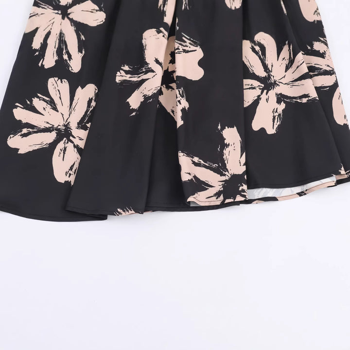 Damen nan Midikleid mit floraler Allovermusterung, Taillen-Cut-Out und mehrlagigen Volants Drune
