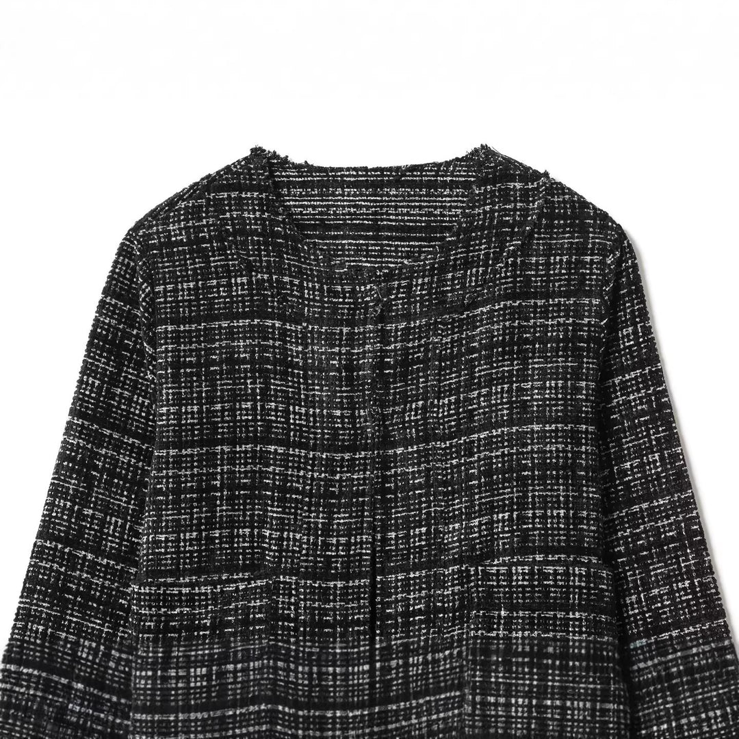 Damen Kurze Bouclé‑Jacke im Boxy‑Cropped‑Schnitt mit Rundhalsausschnitt Drune