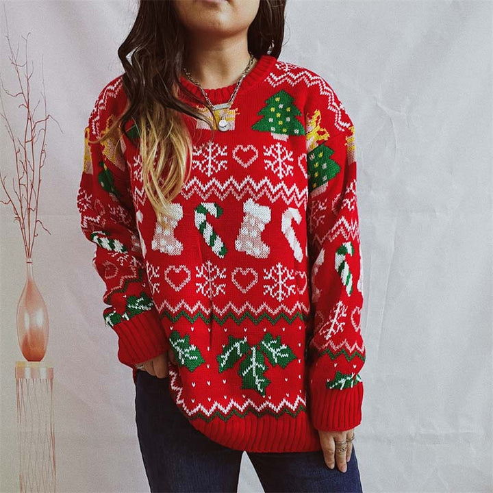 Drune | Weihnachtlicher Strickpullover Mit Schneeflockenmotiv