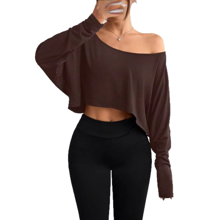 Damen Lässiges Crop-Top mit weitem Schnitt und asymmetrischem Ausschnitt Drune