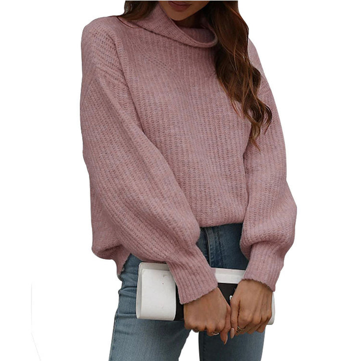 Damen oversized Strickpullover mit lässigem Hohe-Kragen-Design Drune