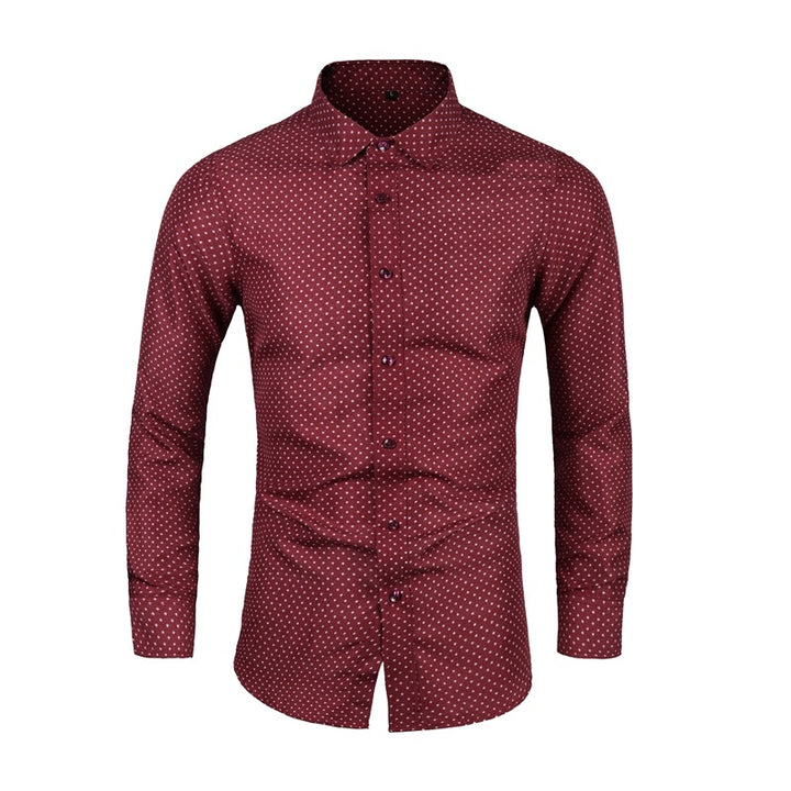 Herren Slim-Fit Hemd mit feinem Pünktchenmuster und Kentkragen Drune