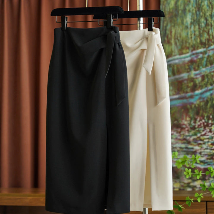 Damen Eleganter Wickelrock mit Taillenbindung Drune