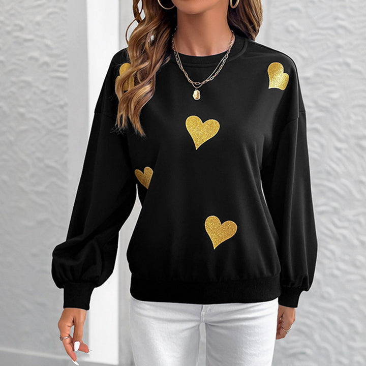 Damen Sweatshirt mit Herzprint und Balloon-Ärmeln Drune