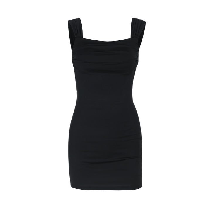 Damen figurbetontes Minikleid mit raffinierten Trägerdetails und feiner Raffung Drune