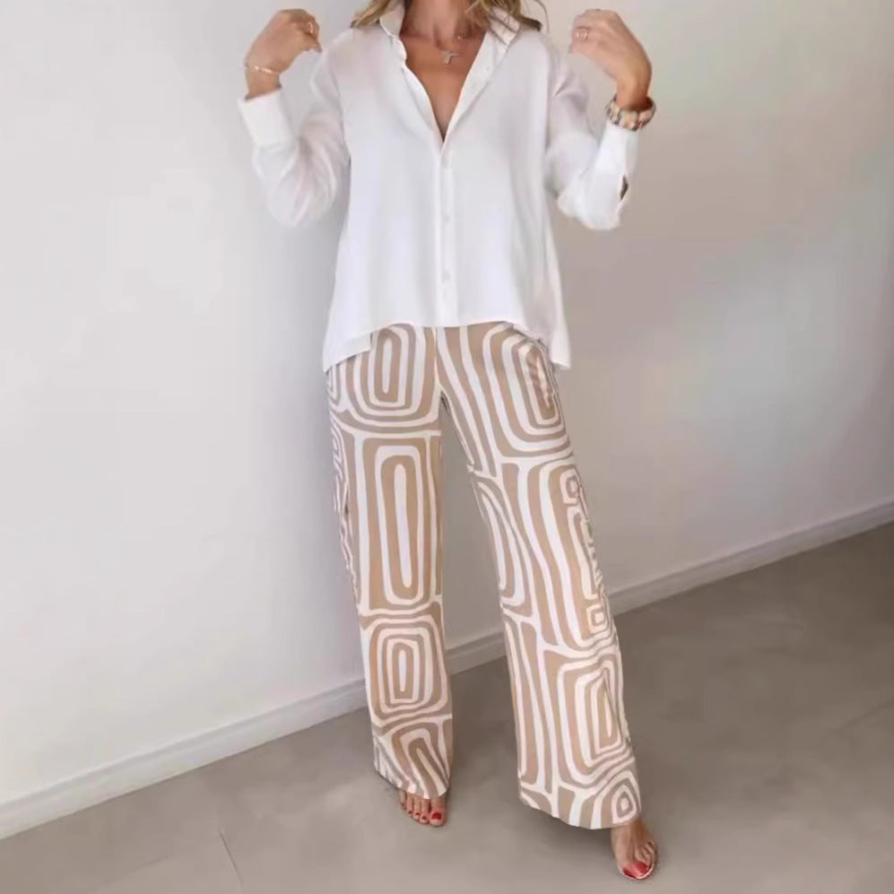 Frauen weite Palazzo-Hose mit grafischem Retro-Print Drune