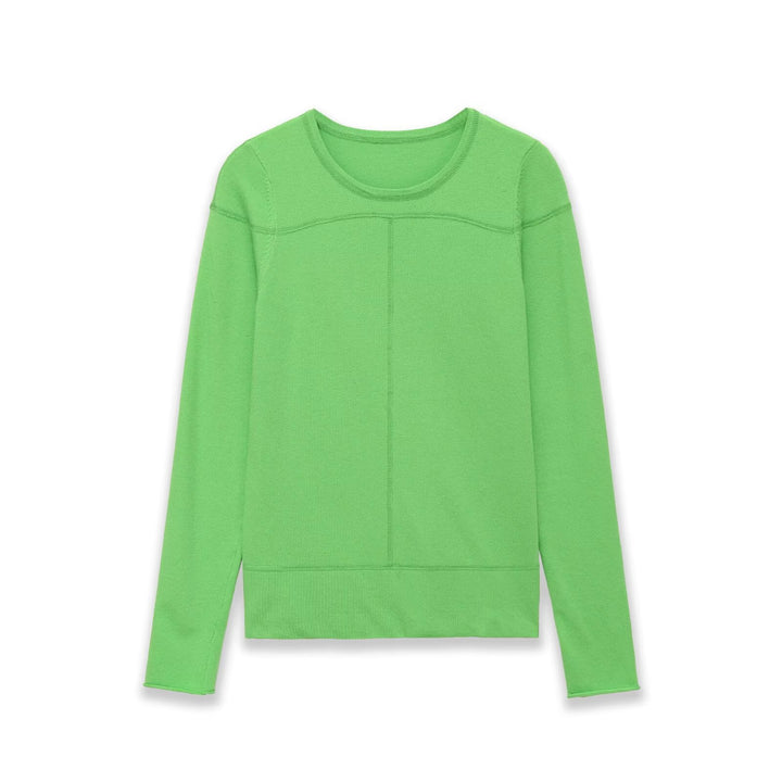 Damen Leichter Feinstrickpullover mit Rundhalsausschnitt und dekorativen Nahtdetails Drune
