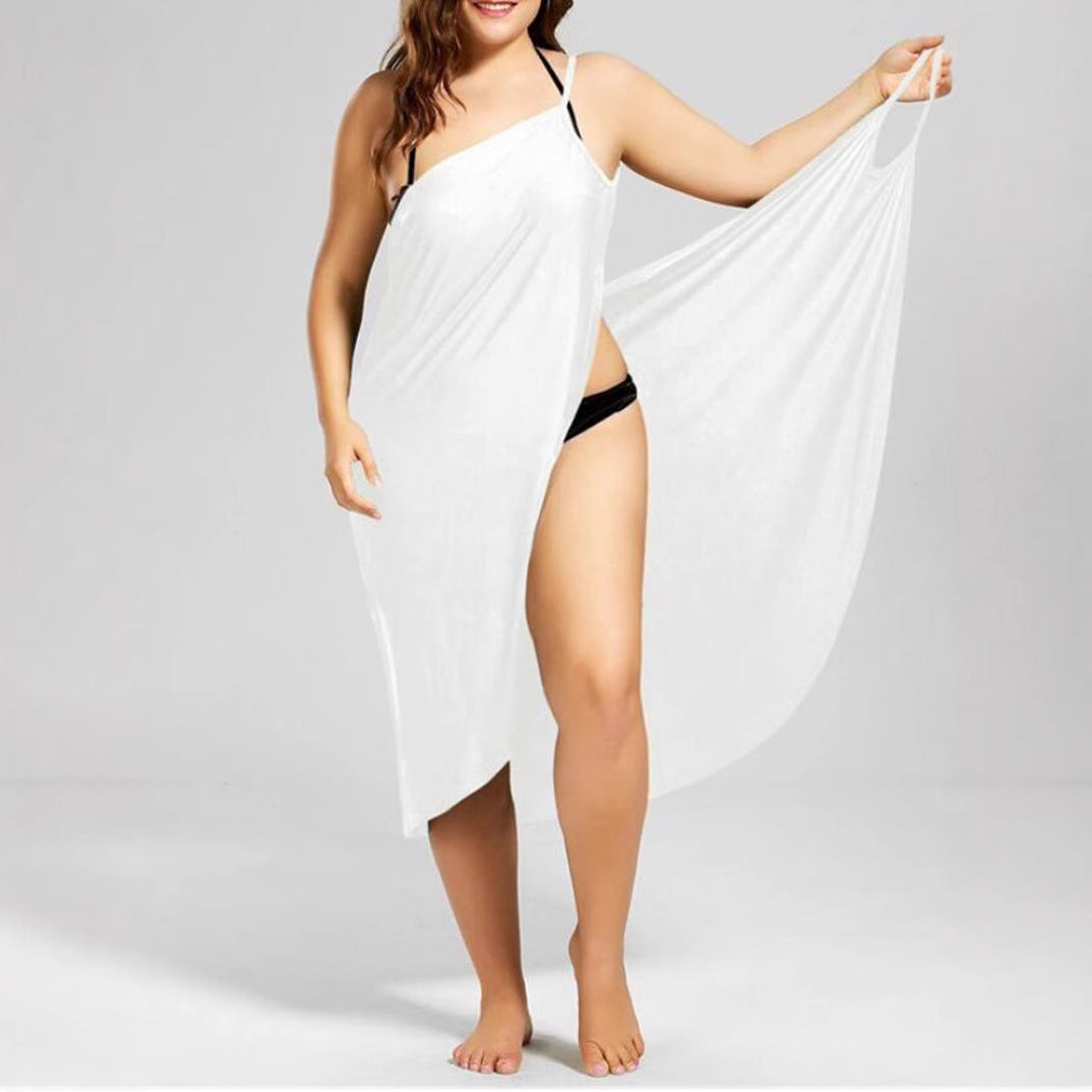 Damen nan vielseitiges Strand-Pareo-Wickelkleid mit Spaghettiträgern und asymmetrischem Saum Drune