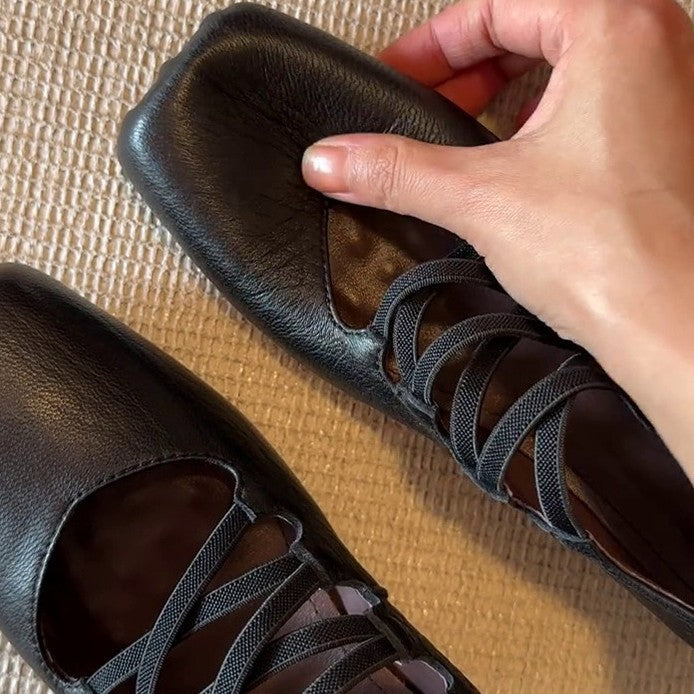 Damen Ballerina-Schuhe mit innovativer Riemenführung und weichem Leder Drune