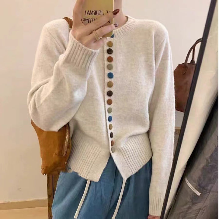 Damen Strickjacke mit bunten Knopfdetails und lässigem Schnitt Drune