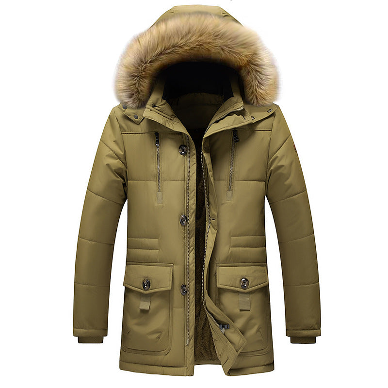 Herren Urbaner Winterparka mit Doppelverschluss, pelzbesetzter Kapuze und multifunktionalen Utility‑Taschen Drune