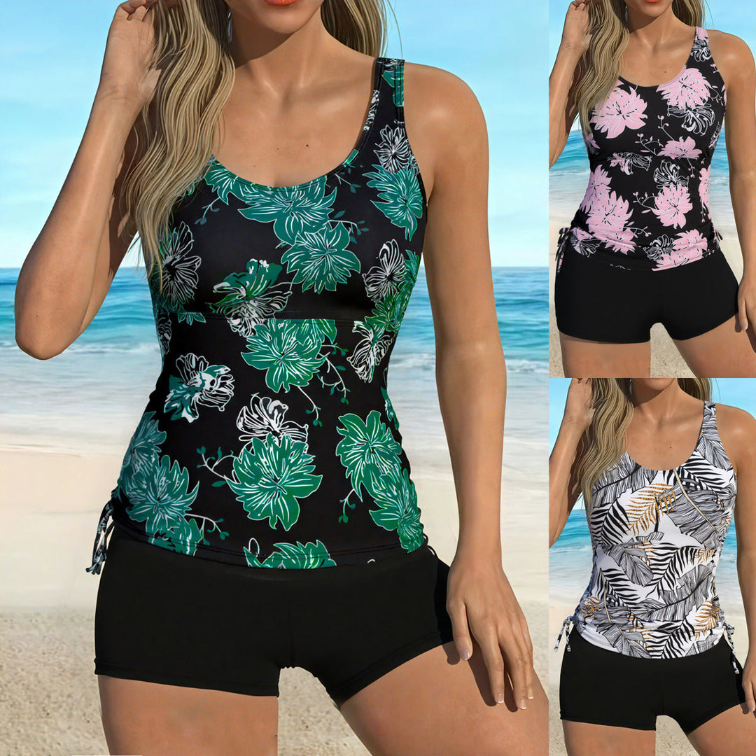 Damen Tankini-Set mit floralem Oberteil und bequemen Shorts Drune