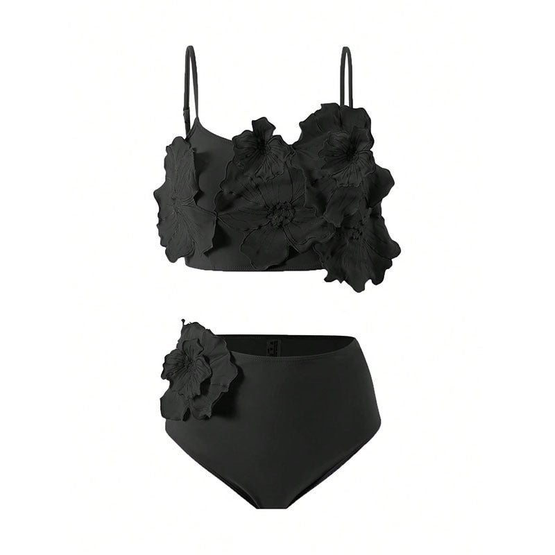 Damen Floral Bikini mit voluminösem Blüten-Design Drune
