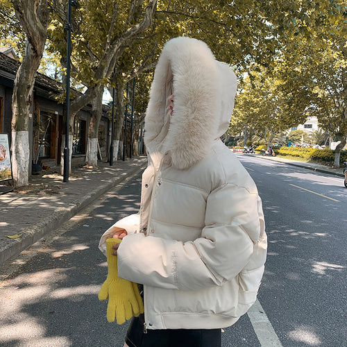 Damen Modische und wärmende Pufferjacke mit luxuriösem Kunstpelzkragen Drune