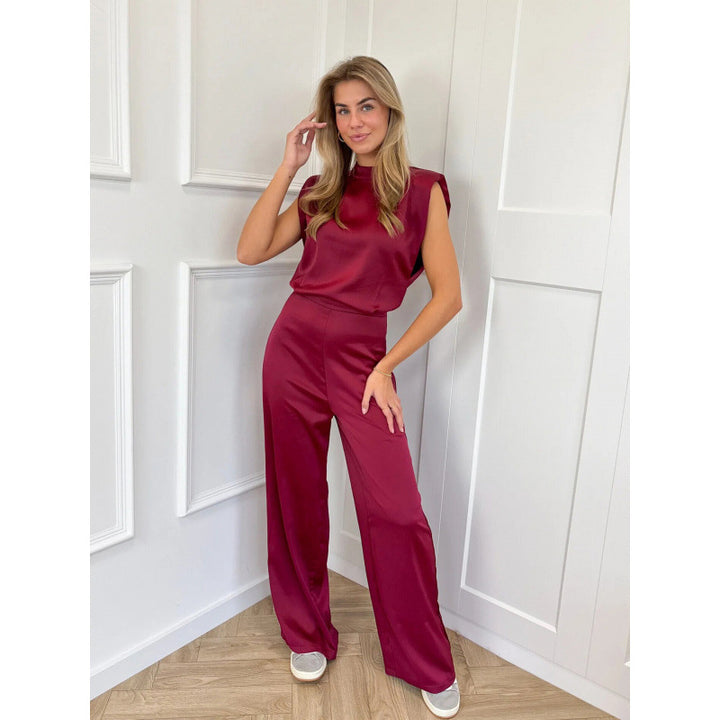 Damen Eleganter Jumpsuit mit geraden Beinen und hohem Kragen Drune