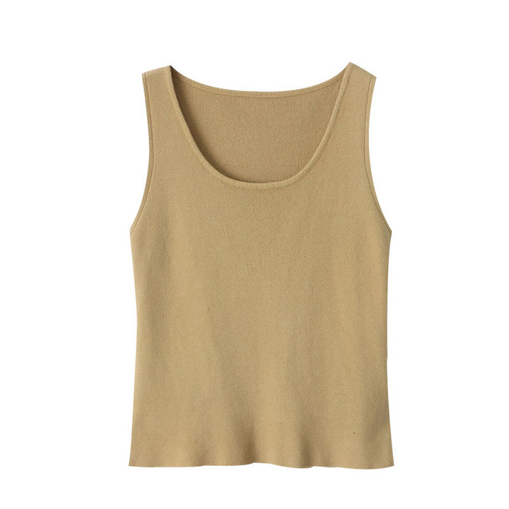 Damen figurbetontes Rippentop mit breitem Rundhalsausschnitt und feiner Textur Drune