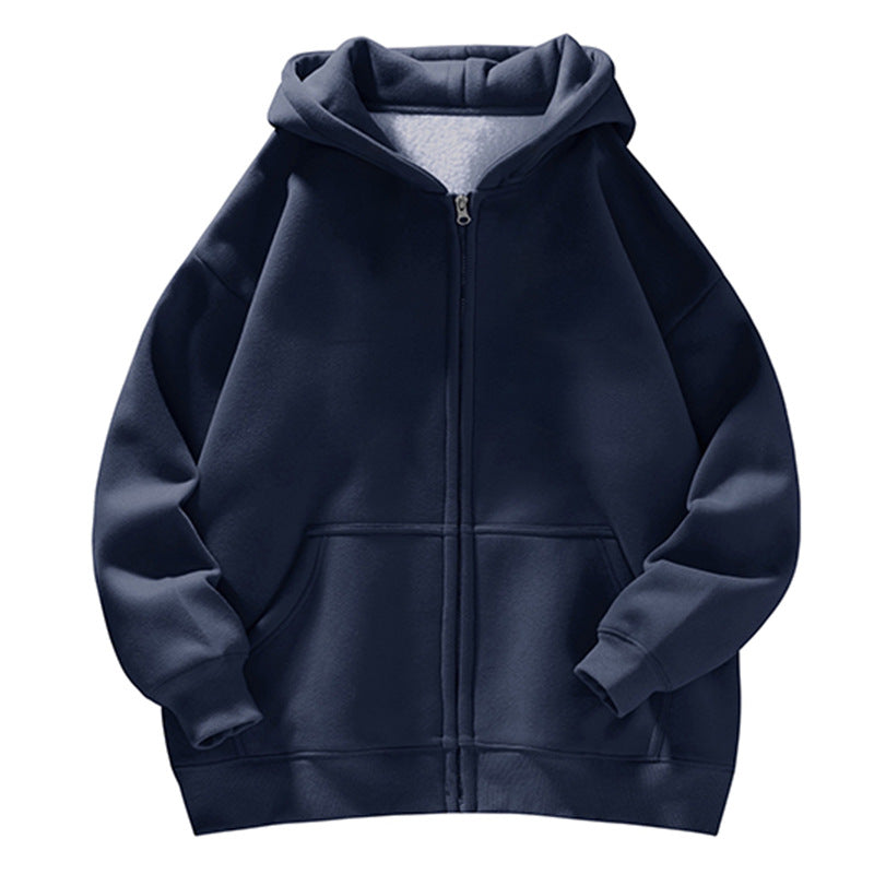 Unisex Oversize-Kapuzenjacke mit durchgehendem Reißverschluss, Teddyfutter und Känguru-Taschen Drune