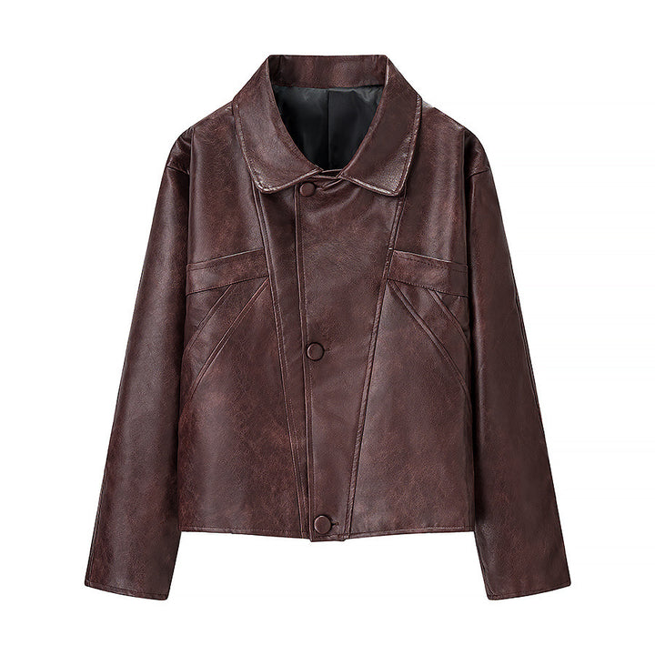 Damen Kunstlederjacke mit strukturiertem Design und praktischen Taschen Drune